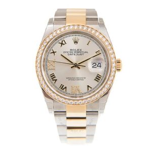 Rolex Datejust 36 Silver Diamond Dial Men’s Steel and 18kt Yellow Gold Oyster Watch 126283SRDO 36mm