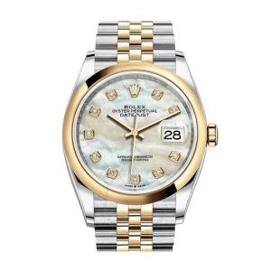 Rolex Datejust 36 Mother of Pearl Diamond Dial Men’s Steel and 18k Yellow Gold Jubilee Watch 126203MDJ 36mm
