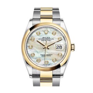 Rolex Datejust 36 Mother of Pearl Diamond Dial Men’s Steel and 18k Yellow Gold Oyster Watch 126203MDO 36mm