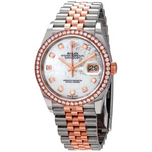 Rolex Datejust 36 Mother of Pearl Diamond Dial Steel and 18k Everose Gold Jubilee Watch 126281MDO 36mm