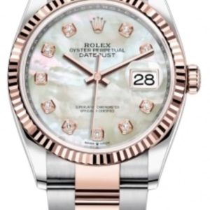 Rolex Datejust 36 Steel & Everose Gold Mother of Pearl Diamond Dial Women’s Watch M126231-0022 36mm