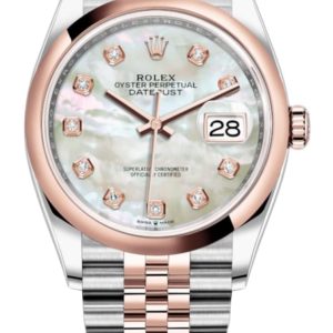 Rolex Datejust 36 Steel & Everose Gold Mother-of-Pearl Diamond Dial Women’s Watch M126201-0021 36mm