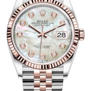 Rolex Datejust 36 Steel & Everose Gold Mother-of-Pearl Diamond Dial Women’s Watch M126231-0021 36mm