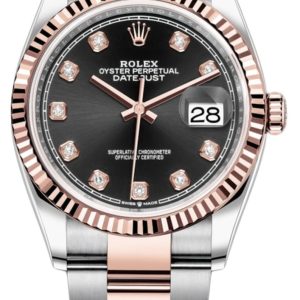 Rolex Datejust 36 Steel & Everose Gold Black Diamond Dial Women’s Watch M126231-0020 36mm