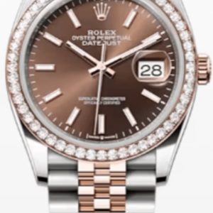 Rolex Datejust 36 Steel & Everose Gold Chocolate Dial Diamond Bezel Women’s Watch M126281RBR-0031 36mm
