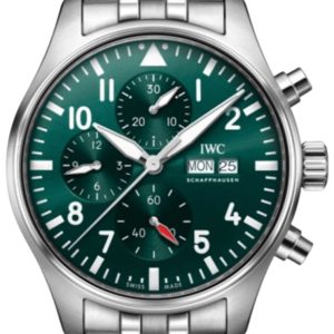 IWC Pilot’s Chronograph Automatic Green Dial Steel Men’s Watch IW378006 43mm