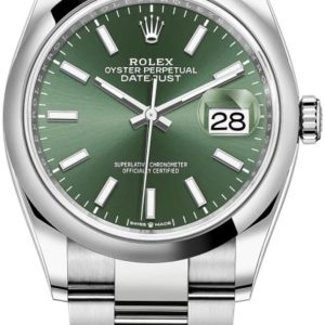 Rolex Datejust 36 Stainless Steel Mint Green Dial Women’s Watch M126200-0024 36mm