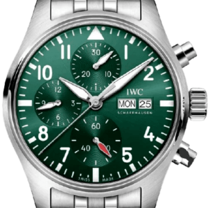 IWC Pilot’s Chronograph Green Dial Steel Men’s Watch IW388104 41mm