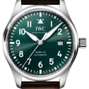 IWC Pilot’s Mark XX Automatic Green Dial Leather Strap Men’s Watch IW328205 40mm