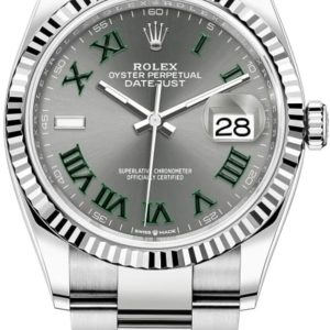 Rolex Datejust 36 Steel & White Gold Slate Roman Dial Women’s Watch M126234-0046 36mm