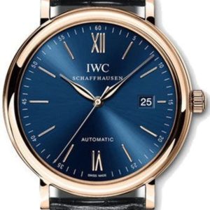 IWC Portofino Automatic Blue Dial Black Leather Strap Men’s Watch IW356522 40mm