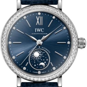 IWC Portofino Automatic Day & Night Blue Dial Diamond Bezel Leather Strap Women’s Watch IW659801 34mm
