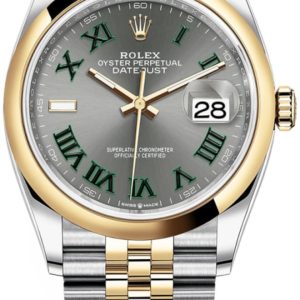 Rolex Datejust 36 Steel & Yellow Gold Slate Roman Dial Women’s Watch M126203-0035 36mm