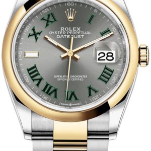 Rolex Datejust 36 Steel & Yellow Gold Slate Roman Dial Women’s Watch M126203-0036 36mm