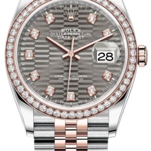 Rolex Datejust 36 Steel & Everose Gold Slate Fluted-Motif Dial Diamond Bezel Women’s Watch M126281RBR-0029 36mm