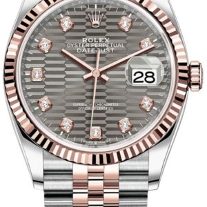 Rolex Datejust 36 Steel & Everose Gold Slate Fluted-Motif Diamond Dial Women’s Watch M126231-0041 36mm