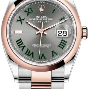 Rolex Datejust 36 Steel & Everose Gold Slate Roman Wimbledon Dial Women’s Watch M126201-0030 36mm