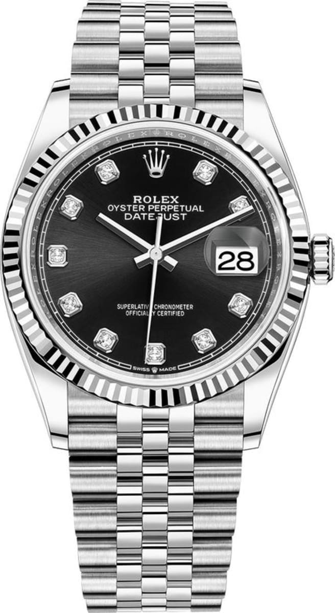 Rolex Datejust 36 Steel & White Gold Black Diamond Dial Women’s Watch M126234-0027 36mm