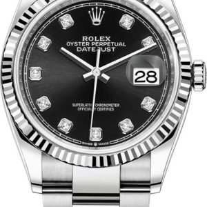 Rolex Datejust 36 Steel & White Gold Black Diamond Dial Women’s Watch M126234-0028 36mm