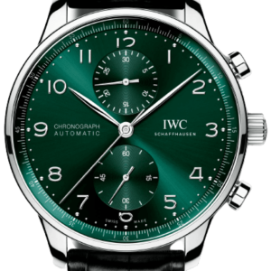 IWC Portugieser Automatic Chronograph Green Dial Leather Strap Men’s Watch IW371615 41mm