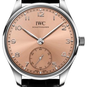 IWC Portugieser Automatic Pink Dial Black Leather Strap Men’s Watch IW358313 40.4mm