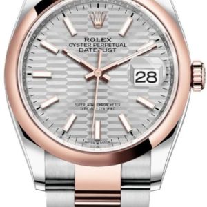 Rolex Datejust 36 Steel & Everose Gold Silver Fluted-Motif Dial Women’s Watch M126201-0034 36mm
