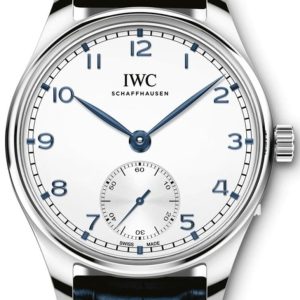IWC Portugieser Automatic Silver Dial Blue Leather Strap Men’s Watch IW358304 40.4mm