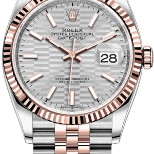 Rolex Datejust 36 Steel & Everose Gold Silver Fluted-Motif Dial Women’s Watch M126231-0033 36mm