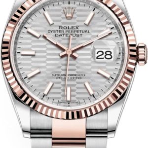Rolex Datejust 36 Steel & Everose Gold Silver Fluted-Motif Dial Women’s Watch M126231-0034 36mm