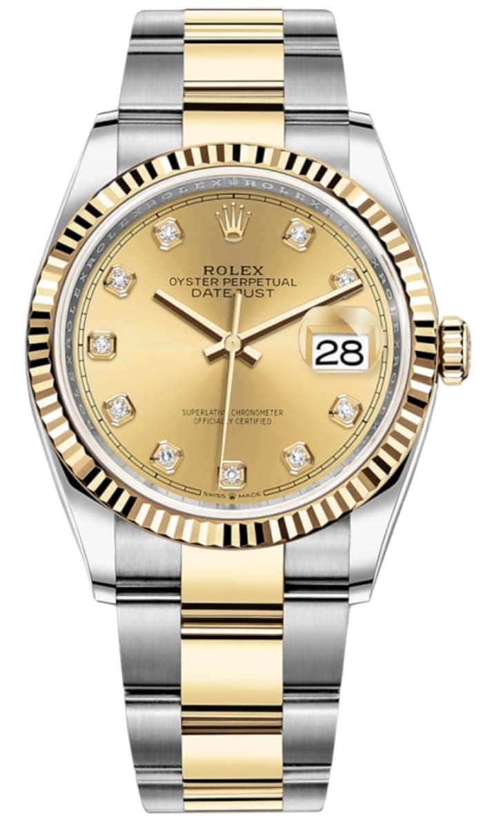Rolex Datejust 36 Steel & Yellow Gold Champagne Diamond Dial Women’s Watch M126233-0018 36mm