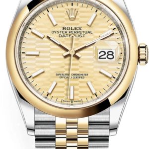 Rolex Datejust 36 Steel & Yellow Gold Golden Fluted-Motif Dial Women’s Watch M126203-0039 36mm