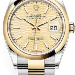 Rolex Datejust 36 Steel & Yellow Gold Golden Fluted-Motif Dial Women’s Watch M126203-0040 36mm