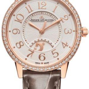 Jaeger LeCoultre Rendez-Vous Night & Day 34mm Automatic Grey Dial 18K Rose Gold Diamond Bezel Taupe Leather Strap Women’s Watch Q3442440 34mm