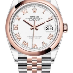 Rolex Datejust 36 Steel & Everose Gold White Roman Dial Women’s Watch M126201-0015 36mm