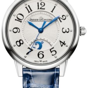 Jaeger LeCoultre Rendez-Vous Night & Day 34mm Automatic Grey Diamond Dial Blue Leather Strap Women’s Watch Q3448410 34mm