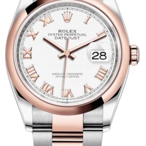 Rolex Datejust 36 Steel & Everose Gold White Roman Dial Women’s Watch M126201-0016 36mm