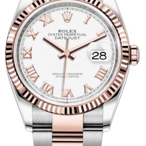 Rolex Datejust 36 Steel & Everose Gold White Roman Dial Women’s Watch M126231-0016 36mm