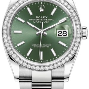 Rolex Datejust 36 White Gold & Diamonds Mint Green Dial Women’s Watch M126284RBR-0044 36mm