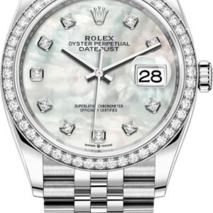 Rolex Datejust 36 White Gold & Diamonds Mother of Pearl Diamond Dial Women’s Watch M126284RBR-0011 36mm