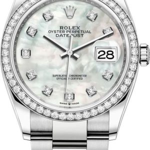Rolex Datejust 36 White Gold & Diamonds Mother of Pearl Diamond Dial Women’s Watch M126284RBR-0012 36mm