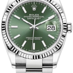 Rolex Datejust 36 Steel & White Gold Mint Green Dial Women’s Watch M126234-0052 36mm