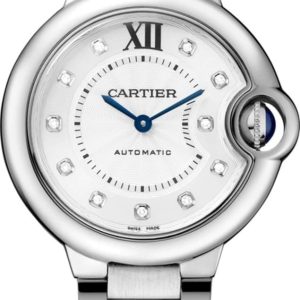 Cartier Ballon Bleu 33mm Silver Diamond Dial Steel Women’s Watch W4BB0021 33mm