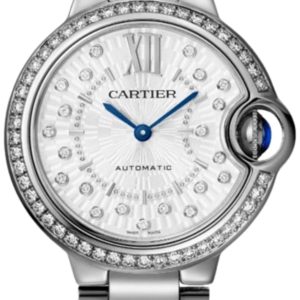 Cartier Ballon Bleu de Cartier Automatic Silver Dial Diamond Bezel Steel Women’s Watch W4BB0035 33mm
