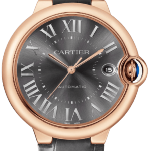 Cartier Ballon Bleu de Cartier Grey Dial 18K Rose Gold Leather Strap Men’s Watch WGBB0050 40mm