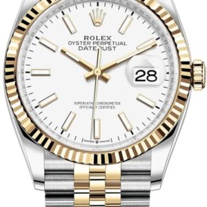 Rolex Datejust 36 Steel & Yellow Gold White Dial Women’s Watch M126233-0019 36mm