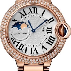Cartier Ballon Bleu de Cartier Silver Dial Diamond 18kt Rose Gold Women’s Watch WJBB0025 37mm