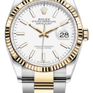 Rolex Datejust 36 Steel & Yellow Gold White Dial Women’s Watch M126233-0020 36mm