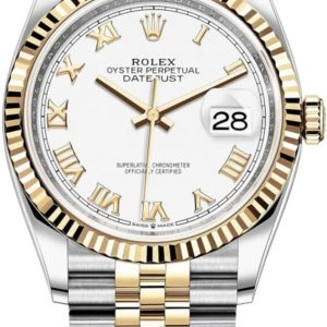 Rolex Datejust 36 Steel & Yellow Gold White Roman Dial Jubilee Women’s Watch M126233-0029 36mm