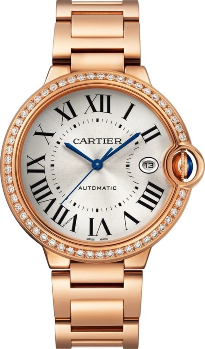 Cartier Ballon Bleu de Cartier Silver Dial Diamond 18kt Rose Gold Women’s Watch WJBB0057 40mm