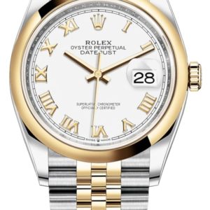 Rolex Datejust 36 Steel & Yellow Gold White Roman Dial Women’s Watch M126203-0029 36mm
